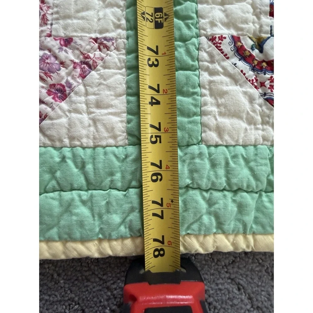 Vintage Hand Quilted Double Arrow Pattern Quilt 78x86 Feedsack c.1940s